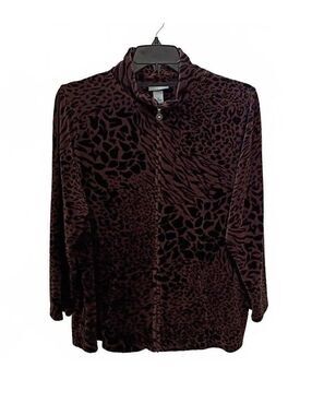 Catherines Animal Print Zip-Up Top Plus Size 1X
